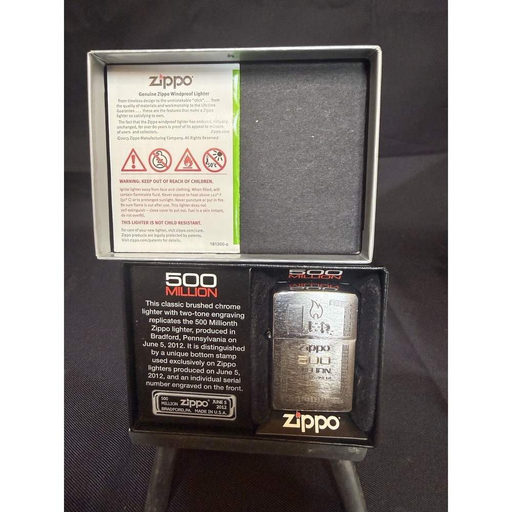 Zippo 500 Million Lighter Limited Edition #24545 June 5 2012 NOS in Box